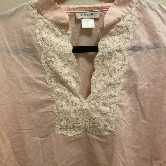 Natori Pink Tunic With White Lace Accents Size Small - Picture 4 of 6
